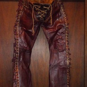 Agatha Blois/NYC Custom Leather Ox Blood Pants